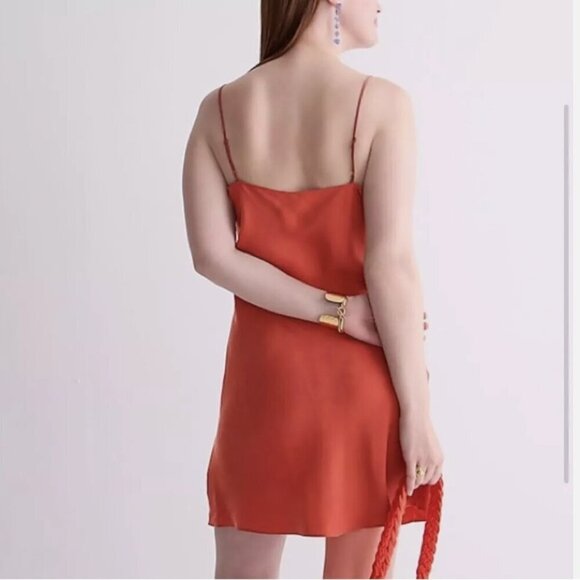 J. Crew Dress Womens 8 Orange Gwen Cupro Blend Mini Slip Wildfire Short BI679 - Picture 12 of 12